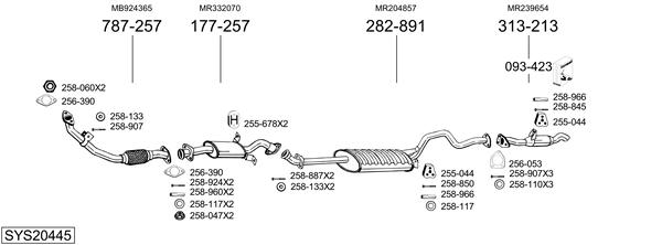 Sistema de gases de escape Mitsubishi PAJERO II