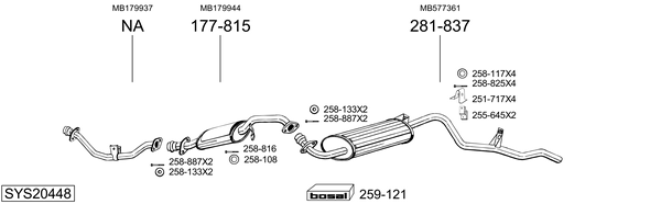 Sistema de gases de escape Mitsubishi PAJERO I Canvas Top