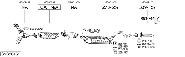 Sistema de gases de escape Mitsubishi PAJERO II Canvas Top