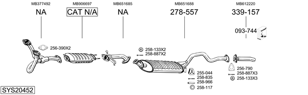 Sistema de gases de escape Mitsubishi PAJERO II Canvas Top
