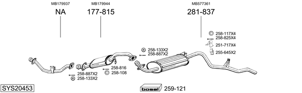 Sistema de gases de escape Mitsubishi PAJERO I