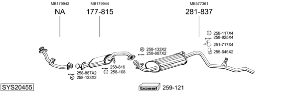 Sistema de gases de escape Mitsubishi PAJERO I Canvas Top