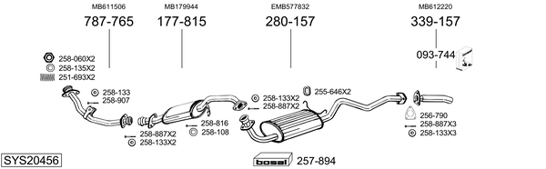 Sistema de gases de escape Mitsubishi PAJERO I Canvas Top