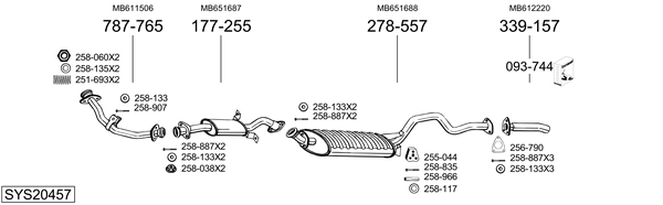 Sistema de gases de escape Mitsubishi PAJERO II Canvas Top