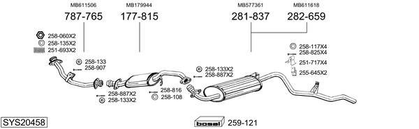 Sistema de gases de escape Mitsubishi PAJERO I Canvas Top