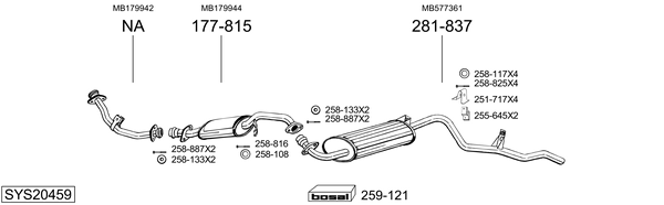 Sistema de gases de escape Mitsubishi PAJERO I