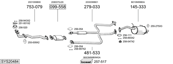 Sistema de gases de escape BOSAL SYS20484