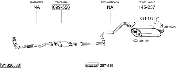 Sistema de gases de escape BOSAL SYS20538