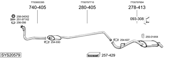 Sistema de gases de escape Renault CLIO I