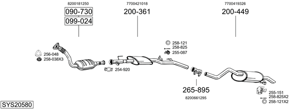 Sistema de gases de escape Renault CLIO II