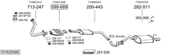 Sistema de gases de escape Renault CLIO I
