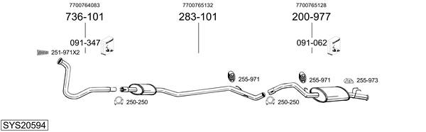 Sistema de gases de escape Renault 11