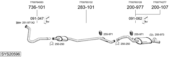 Sistema de gases de escape Renault 11 Hatchback Van