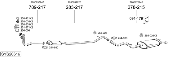 Sistema de gases de escape Renault 19 I