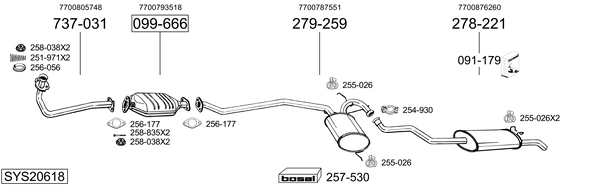 Sistema de gases de escape Renault 19 I