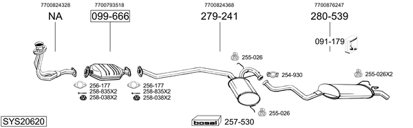 Sistema de gases de escape BOSAL SYS20620