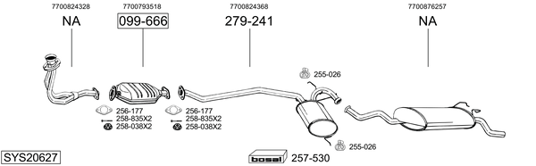 Sistema de gases de escape BOSAL SYS20627