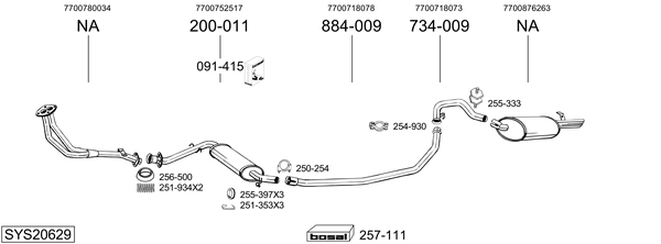 Sistema de gases de escape BOSAL SYS20629