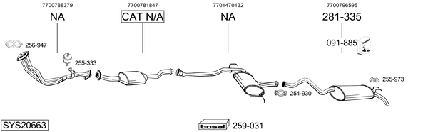 Sistema de gases de escape BOSAL SYS20663