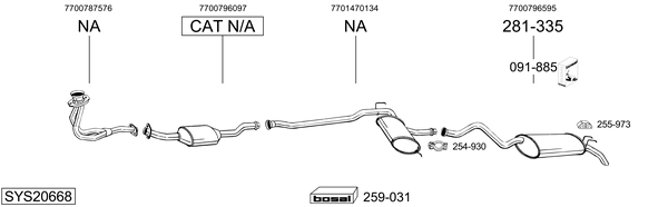 Sistema de gases de escape Renault 21 Estate
