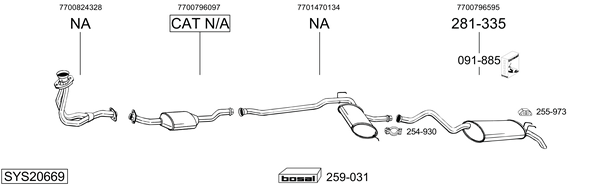Sistema de gases de escape Renault 21 Estate