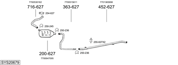 Sistema de gases de escape BOSAL SYS20679