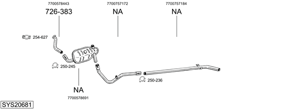 Sistema de gases de escape BOSAL SYS20681