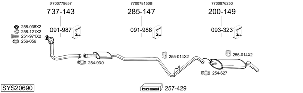 Sistema de gases de escape Renault SUPER 5 Hatchback Van
