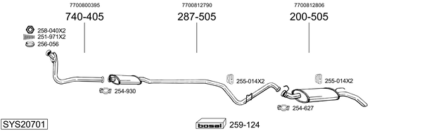 Sistema de gases de escape Renault RAPID Box Body/MPV