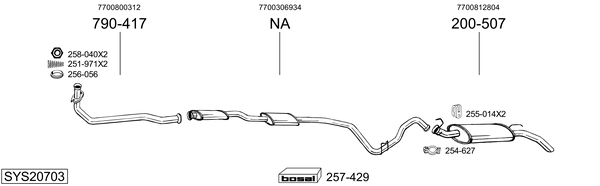 Sistema de gases de escape Renault RAPID Box Body/MPV