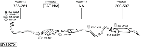 Sistema de gases de escape Renault RAPID Box Body/MPV
