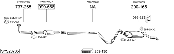 Sistema de gases de escape BOSAL SYS20705
