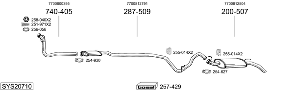 Sistema de gases de escape Renault RAPID Box Body/MPV