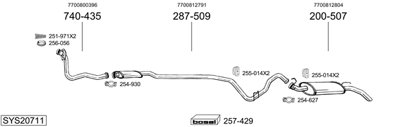 Sistema de gases de escape BOSAL SYS20711