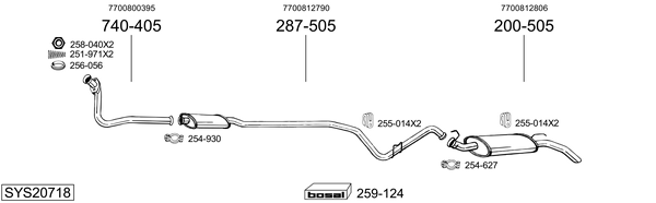 Sistema de gases de escape Renault RAPID Box Body/MPV