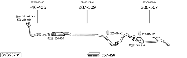 Sistema de gases de escape Renault RAPID Box Body/MPV