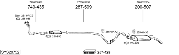 Sistema de gases de escape Renault RAPID Box Body/MPV