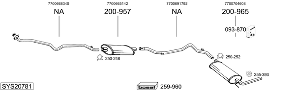 Sistema de gases de escape Renault TRAFIC Bus