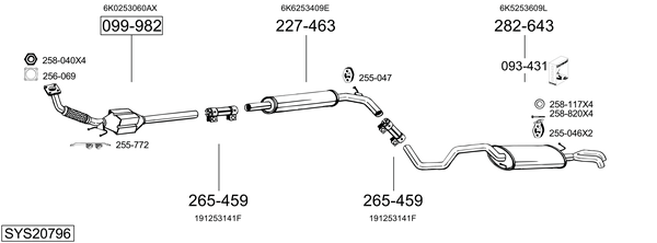 Sistema de gases de escape BOSAL SYS20796