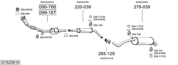 Sistema de gases de escape Skoda FABIA I Saloon
