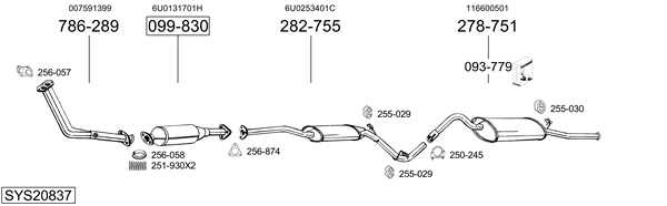 Sistema de gases de escape Skoda FAVORIT Forman