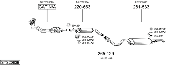 Sistema de gases de escape Skoda OCTAVIA I