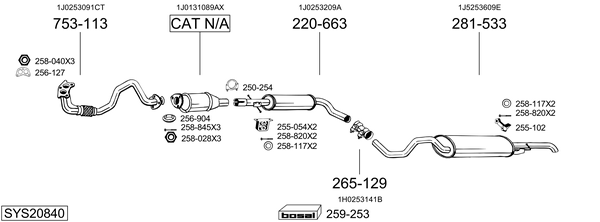Sistema de gases de escape Skoda OCTAVIA I Combi