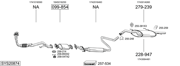 Sistema de gases de escape Toyota CARINA V Saloon