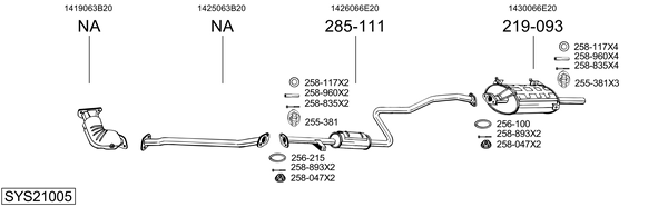Sistema de gases de escape Suzuki SWIFT II Saloon