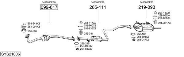 Sistema de gases de escape Suzuki SWIFT II Saloon
