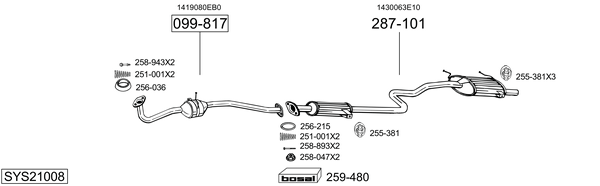 Sistema de gases de escape BOSAL SYS21008