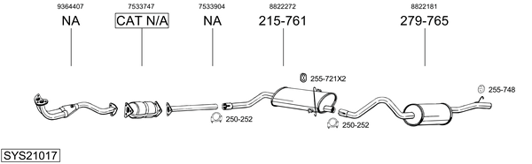 Sistema de gases de escape BOSAL SYS21017