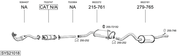 Sistema de gases de escape Saab 900 I Combi Coupe