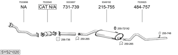 Sistema de gases de escape Saab 900 I Combi Coupe